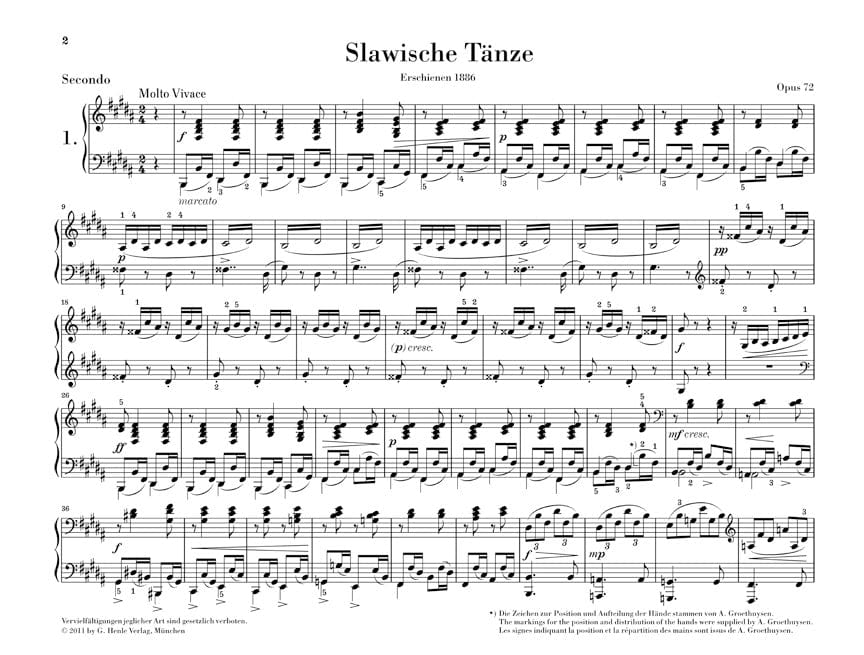 Slavonic Dances, Op. 72 One Piano, Four Hands 德弗札克 斯拉夫舞曲 舞曲 四手聯彈亨乐版 | 小雅音樂 Hsiaoya Music