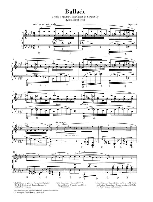 Ballade in F minor Op. 52 Revised Edition Piano Solo 蕭邦 敘事曲 鋼琴 亨乐版 | 小雅音樂 Hsiaoya Music
