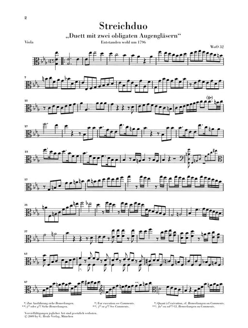 Duet with Two Obligato Eyeglasses, WoO 32 Viola and Violoncello Set of Parts 貝多芬 眼鏡 中提琴 大提琴 弦樂二重奏 亨乐版 | 小雅音樂 Hsiaoya Music