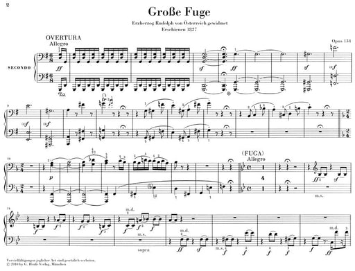 Grand Fugue, Op. 134 Piano, 4 Hands 貝多芬 復格曲 鋼琴 四手聯彈(含以上) 亨乐版 | 小雅音樂 Hsiaoya Music