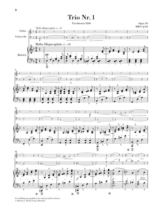 Piano Trios Mendelssohn 孟德爾頌 鋼琴三重奏 亨乐版 | 小雅音樂 Hsiaoya Music