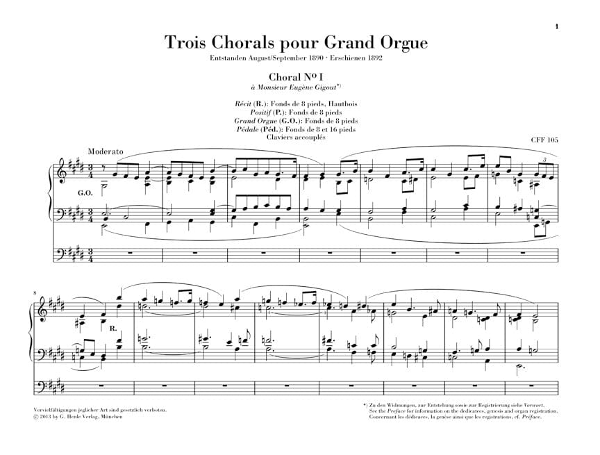 3 Chorals pour Grand Orgue 法朗克‧賽札爾 合唱 管風琴 亨乐版 | 小雅音樂 Hsiaoya Music