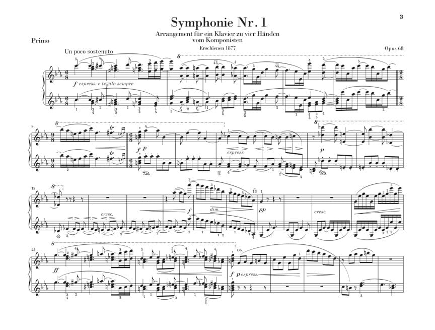 Symphonies Nos. 1 and 2 Arrangement for Piano Four-Hands 布拉姆斯 編曲鋼琴 四手聯彈(含以上) 亨乐版 | 小雅音樂 Hsiaoya Music