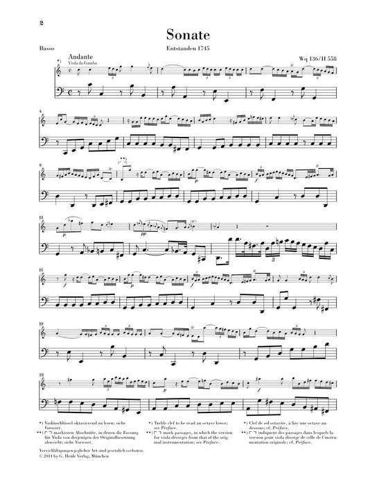 Gamba Sonatas, Wq 88, 136, 137 Edition for Gamba (Viola) with marked and unmarked string parts 巴赫卡爾‧菲利普‧艾曼紐 中提琴奏鳴曲 中提琴(含鋼琴伴奏) 亨乐版 | 小雅音樂 Hsiaoya Music