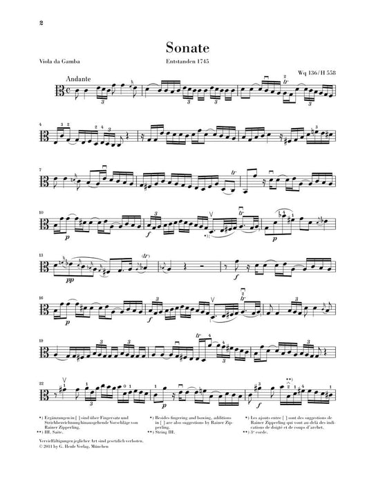 Gamba Sonatas, Wq 88, 136, 137 Edition for Gamba (Viola) with marked and unmarked string parts 巴赫卡爾‧菲利普‧艾曼紐 中提琴奏鳴曲 中提琴(含鋼琴伴奏) 亨乐版 | 小雅音樂 Hsiaoya Music