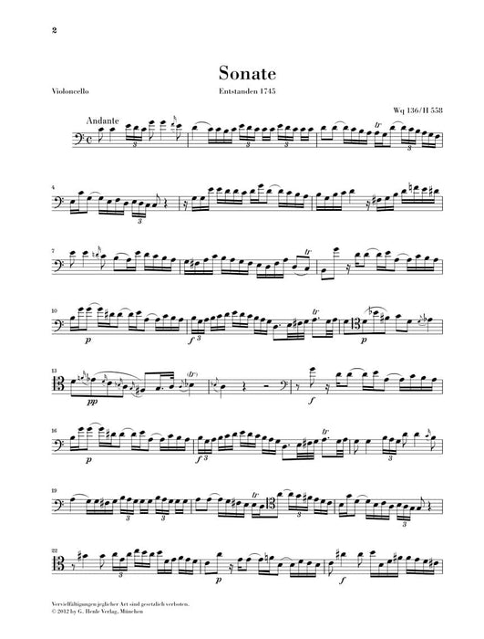 Gamba Sonatas Wq 88, 136, 137 Edition for Violoncello and Harpsichord With marked and unmarked string parts 大提琴 大鍵琴 奏鳴曲 亨乐版 | 小雅音樂 Hsiaoya Music