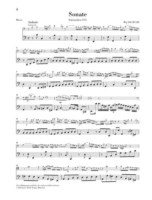 Gamba Sonatas Wq 88, 136, 137 Edition for Violoncello and Harpsichord With marked and unmarked string parts 大提琴 大鍵琴 奏鳴曲 亨乐版 | 小雅音樂 Hsiaoya Music