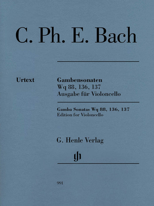 Gamba Sonatas Wq 88, 136, 137 Edition for Violoncello and Harpsichord With marked and unmarked string parts 大提琴 大鍵琴 奏鳴曲 亨乐版 | 小雅音樂 Hsiaoya Music