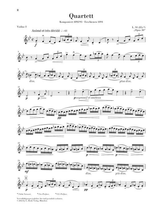 Claude Debussy - String Quartet 德布西 弦樂四重奏 亨乐版 | 小雅音樂 Hsiaoya Music