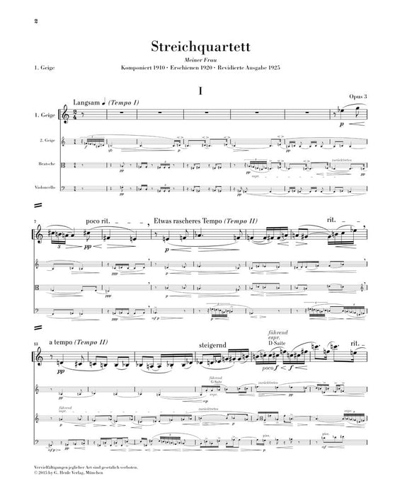String Quartet Op. 3 Parts 貝爾格‧阿班 弦樂四重奏 亨乐版 | 小雅音樂 Hsiaoya Music
