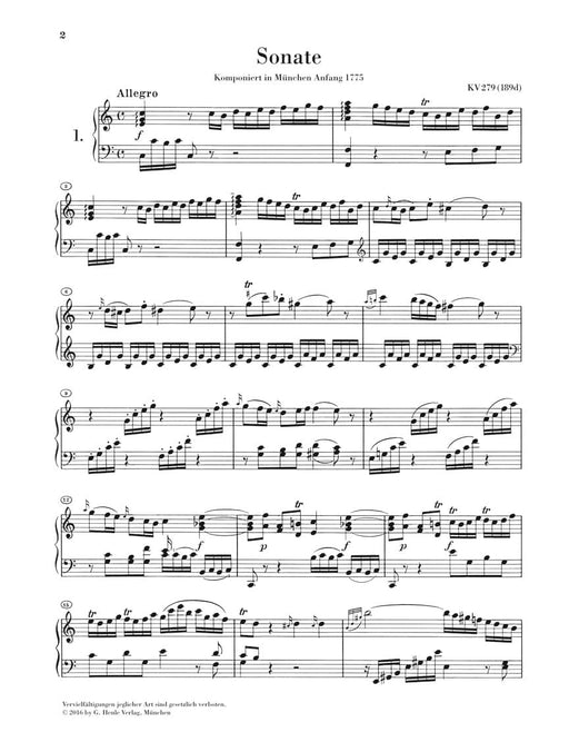 Piano Sonatas Volume 1 Edition Without Fingering 莫札特 鋼琴 奏鳴曲 亨乐版 | 小雅音樂 Hsiaoya Music