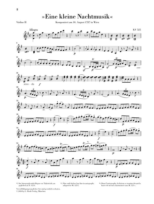 Divertimento K525 Eine kleine Nachtmusik Violin II Part 莫札特 小提琴 嬉遊曲弦樂小夜曲 弦樂四重奏 亨乐版 | 小雅音樂 Hsiaoya Music