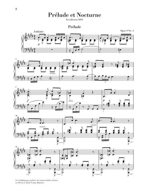 Prélude et Nocturne, Op. 9 For Piano, left hand 斯克里亞賓 夜曲 鋼琴 亨乐版 | 小雅音樂 Hsiaoya Music