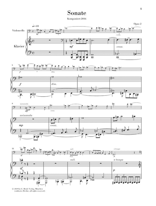 Cello Sonata, Op. 2 奏鳴曲 大提琴(含鋼琴伴奏) 亨乐版 | 小雅音樂 Hsiaoya Music