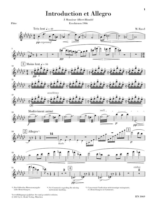 Introduction et Allegro for Harp, Flute, Clarinet, and String Quartet 拉威爾‧摩利斯 導奏 長笛 弦樂四重奏 亨乐版 | 小雅音樂 Hsiaoya Music
