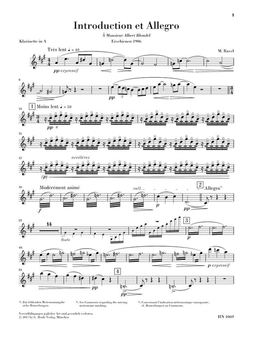 Introduction et Allegro for Harp, Flute, Clarinet, and String Quartet 拉威爾‧摩利斯 導奏 長笛 弦樂四重奏 亨乐版 | 小雅音樂 Hsiaoya Music