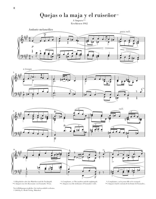 Quejas O La Maja Y El Ruisenor No. 4 from Goyescas Piano 嘆息、瑪哈與夜鶯 鋼琴 亨乐版 | 小雅音樂 Hsiaoya Music
