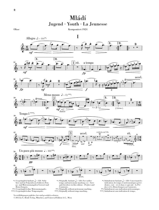 Mládí (Youth) - Suite for Wind Instruments Set of Parts - Flute/Piccolo, Oboe, Clarinet, Horn, Bassoon, Bass 組曲管樂 雙簧管法國號 管樂器 亨乐版 | 小雅音樂 Hsiaoya Music
