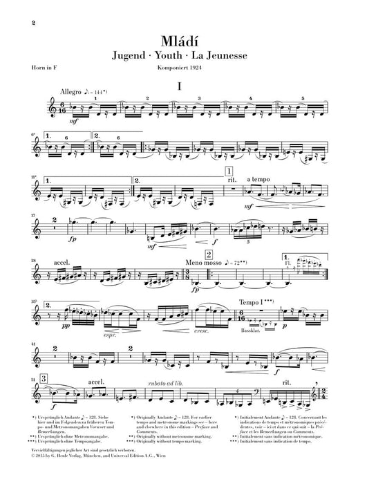 Mládí (Youth) - Suite for Wind Instruments Set of Parts - Flute/Piccolo, Oboe, Clarinet, Horn, Bassoon, Bass 組曲管樂 雙簧管法國號 管樂器 亨乐版 | 小雅音樂 Hsiaoya Music