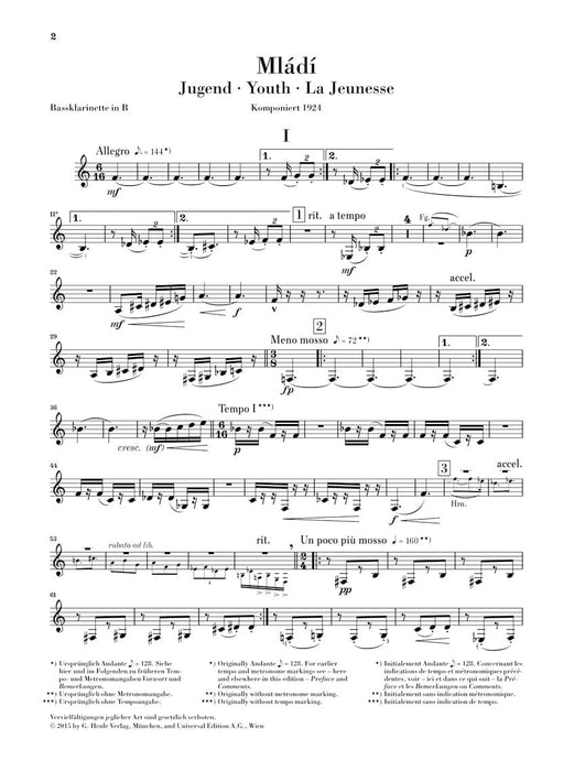 Mládí (Youth) - Suite for Wind Instruments Set of Parts - Flute/Piccolo, Oboe, Clarinet, Horn, Bassoon, Bass 組曲管樂 雙簧管法國號 管樂器 亨乐版 | 小雅音樂 Hsiaoya Music