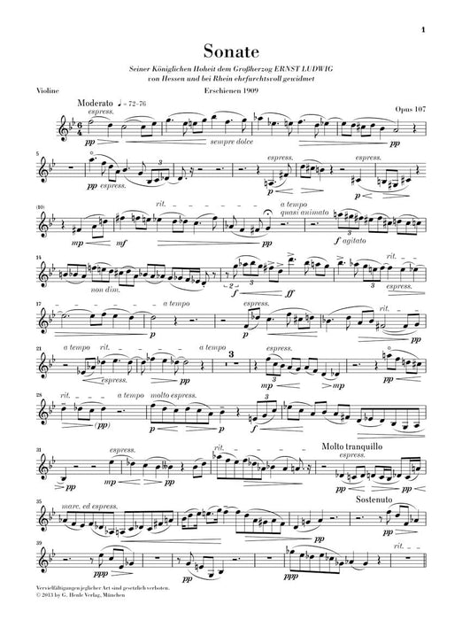 Max Reger - Clarinet Sonata, Op. 107 With Marked and Unmarked String Parts 雷格馬克斯 奏鳴曲 小提琴 亨乐版 | 小雅音樂 Hsiaoya Music