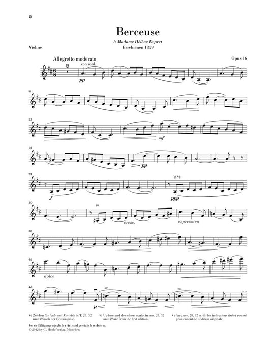 Berceuse, Op. 16 Violin and Piano with marked and unmarked string parts 佛瑞 搖籃曲 小提琴(含鋼琴伴奏) 亨乐版 | 小雅音樂 Hsiaoya Music