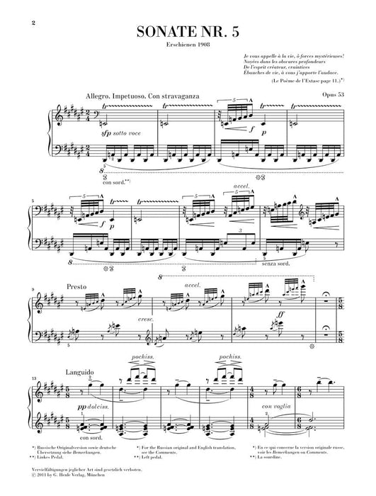 Piano Sonata No. 5, Op. 53 斯克里亞賓 奏鳴曲 鋼琴 亨乐版 | 小雅音樂 Hsiaoya Music