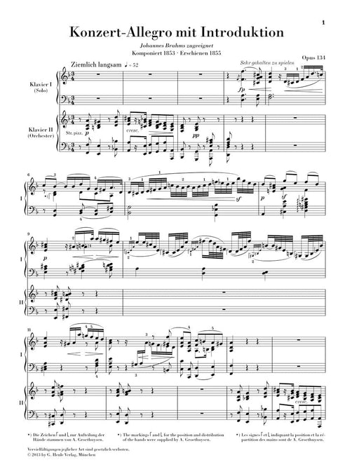 Introduction and Concert Allegro for Piano and Orchestra, Op. 134 Reduction for 2 Pianos, 4 Hands 舒曼‧羅伯特 導奏 音樂會 管弦樂團 雙鋼琴 亨乐版 | 小雅音樂 Hsiaoya Music