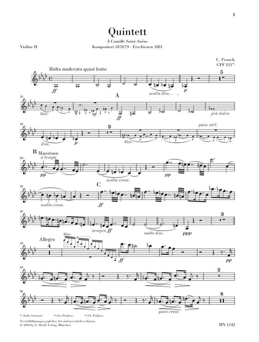 Piano Quintet in F minor 法朗克‧賽札爾 鋼琴五重奏 亨乐版 | 小雅音樂 Hsiaoya Music