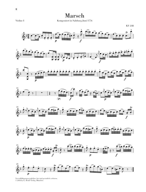March K. 248, Divertimento K. 247 (First Lodron Night Music) 2 Horns (F), 2 Violins, Viola and Basso Set of Parts 莫札特 進行曲 中提琴 法國號 小提琴 嬉遊曲 亨乐版 | 小雅音樂 Hsiaoya Music