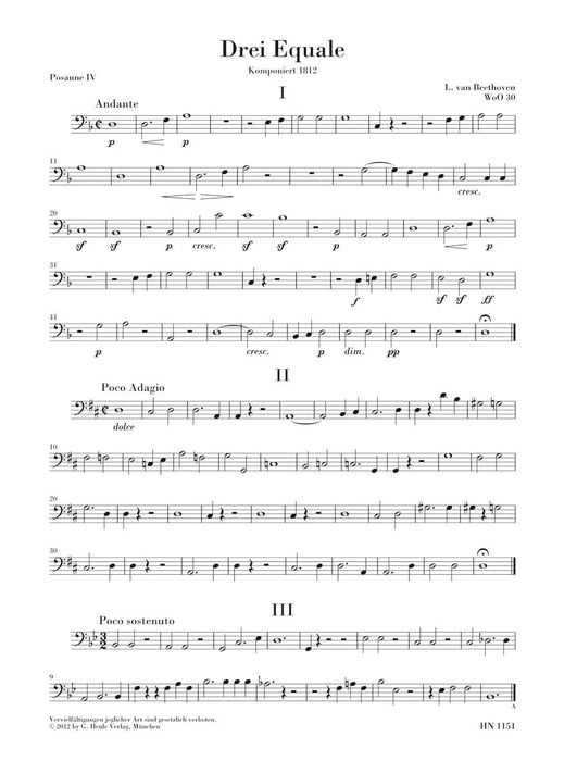 Ludwig van Beethoven - Three Equali, WoO 30 Four Trombones 貝多芬 長號 長號 亨乐版 | 小雅音樂 Hsiaoya Music