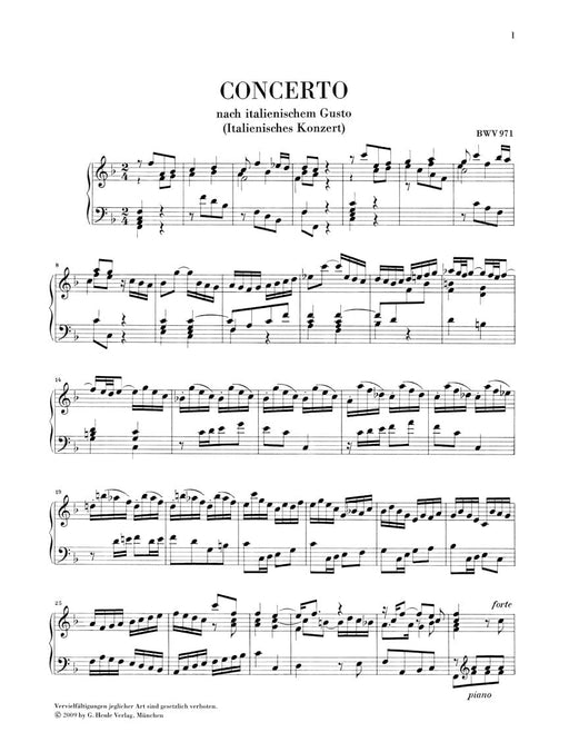 Italian Concerto BWV 971 Edition Without Fingering 巴赫‧約翰瑟巴斯提安 義大利協奏曲 鋼琴 亨乐版 | 小雅音樂 Hsiaoya Music