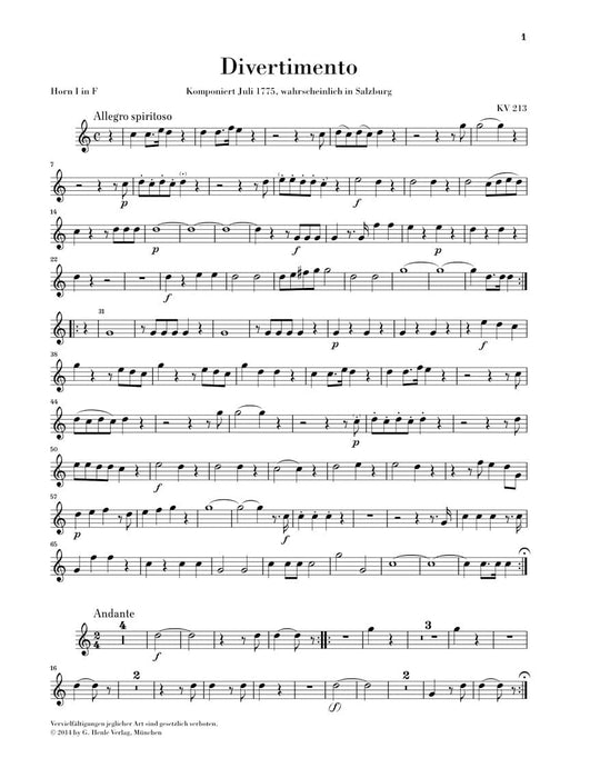 Divertimenti for 2 Oboes, 2 Horns and 2 Bassoons Parts 莫札特 嬉遊曲 雙簧管法國號 亨乐版 | 小雅音樂 Hsiaoya Music