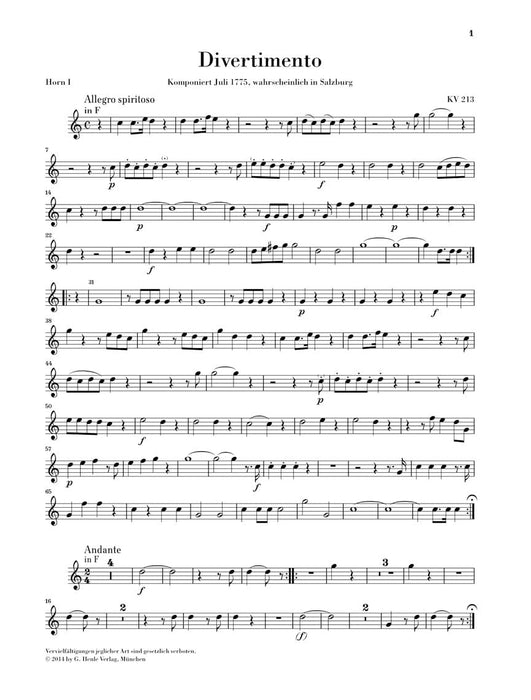 Divertimenti for 2 Oboes, 2 Horns and 2 Bassoons Parts 莫札特 嬉遊曲 雙簧管法國號 亨乐版 | 小雅音樂 Hsiaoya Music