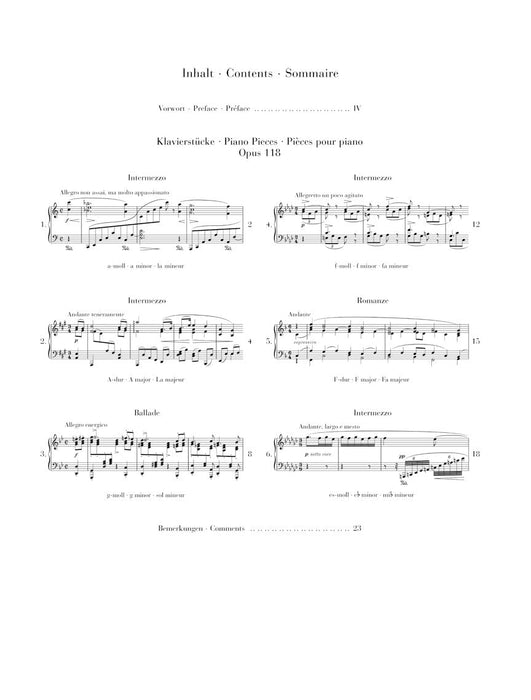 Klavierstücke, Op. 118 [Piano Pieces] 布拉姆斯 鋼琴小品 亨乐版 | 小雅音樂 Hsiaoya Music