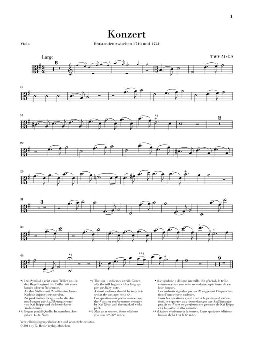 Viola Concerto in G Major Viola with Piano Reduction 泰勒曼 協奏曲 中提琴(含鋼琴伴奏) 亨乐版 | 小雅音樂 Hsiaoya Music