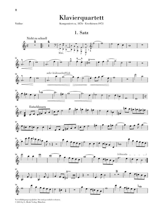 Piano Quartet in A minor 馬勒古斯塔夫 鋼琴四重奏 亨乐版 | 小雅音樂 Hsiaoya Music