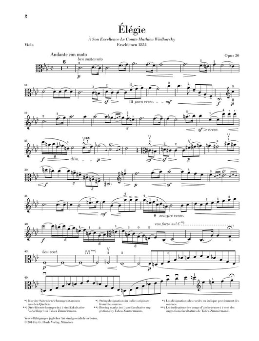 Élégie Op. 30 Viola and Piano 維歐當 悲歌 中提琴(含鋼琴伴奏) 亨乐版 | 小雅音樂 Hsiaoya Music