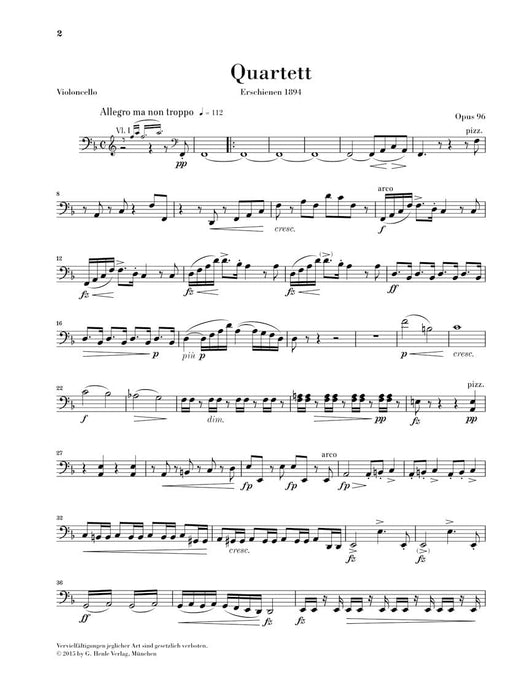 String Quartet in F Major Op. 96 (American Quartet) Parts 德弗札克 弦樂四重奏 四重奏 亨乐版 | 小雅音樂 Hsiaoya Music