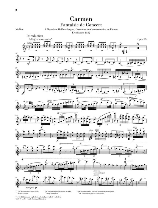 Carmen Fantasy, Op. 25 Violin and Piano 卡門幻想曲 小提琴(含鋼琴伴奏) 亨乐版 | 小雅音樂 Hsiaoya Music