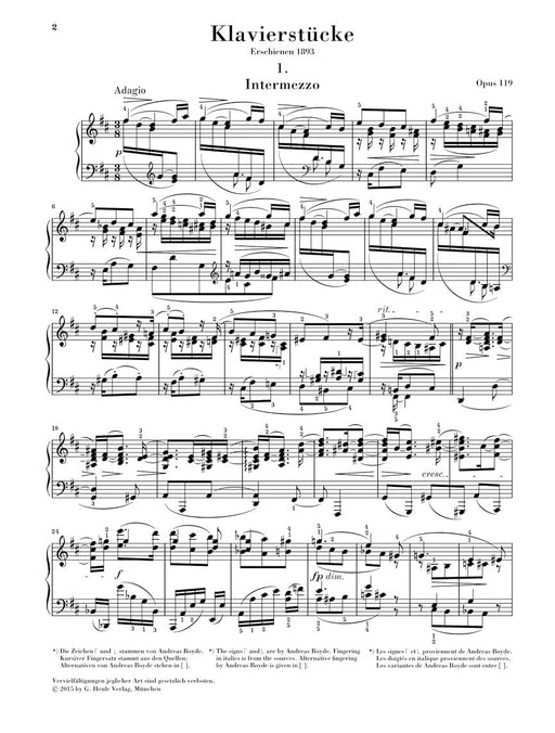 Piano Pieces Op. 119 Revised Edition 布拉姆斯 鋼琴 小品 亨乐版 | 小雅音樂 Hsiaoya Music