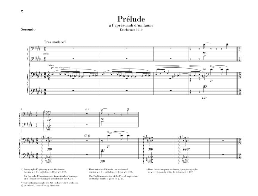 Prélude à l'après-midi d'un faune Arranged for 1 Piano, 4 Hands by Maurice Ravel 德布西 牧神的午後前奏曲 鋼琴 四手聯彈(含以上) 亨乐版 | 小雅音樂 Hsiaoya Music