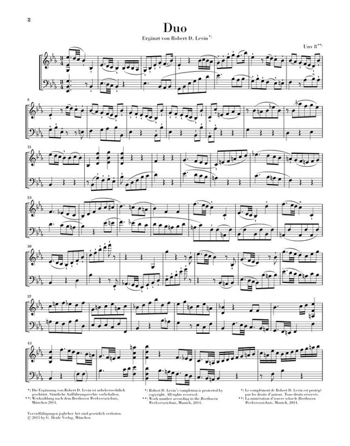 Duo for Violin and Violoncello, Fragment 貝多芬 小提琴 大提琴 弦樂二重奏 亨乐版 | 小雅音樂 Hsiaoya Music