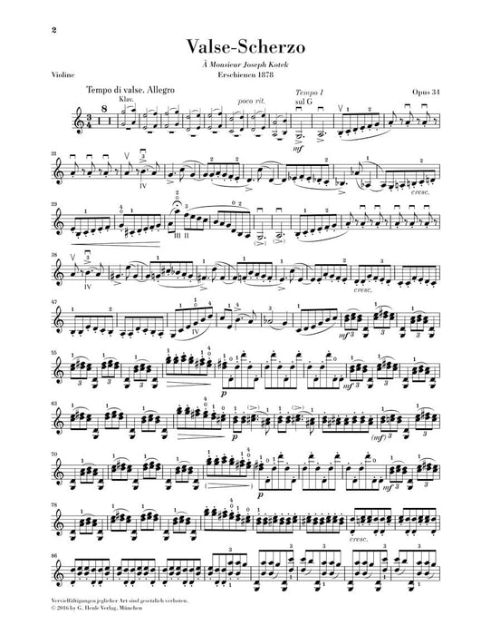 Valse-Scherzo Op. 34 Violin and Piano 柴科夫斯基‧彼得 小提琴(含鋼琴伴奏) 亨乐版 | 小雅音樂 Hsiaoya Music