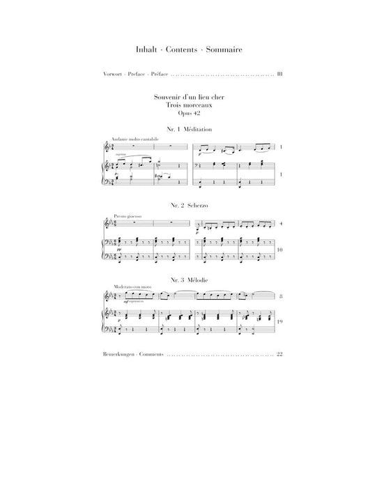 Souvenir D'un Lieu Cher, Op. 42 Violin and Piano 柴科夫斯基‧彼得 回憶留戀的地方 小提琴(含鋼琴伴奏) 亨乐版 | 小雅音樂 Hsiaoya Music