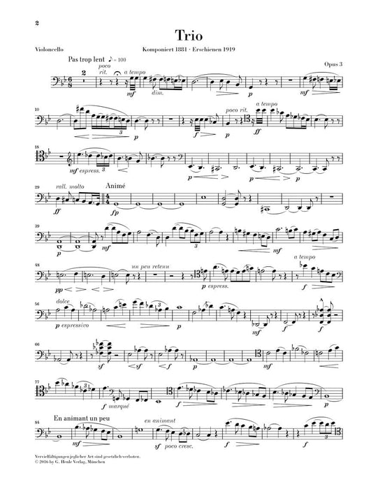 Piano Trio in G minor, Op. 3 蕭頌 鋼琴三重奏 亨乐版 | 小雅音樂 Hsiaoya Music
