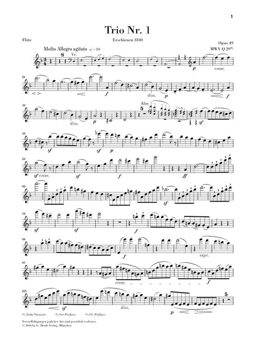 Piano Trio Op. 49 Additional Flute Part 鋼琴三重奏 長笛 鋼琴三重奏 亨乐版 | 小雅音樂 Hsiaoya Music