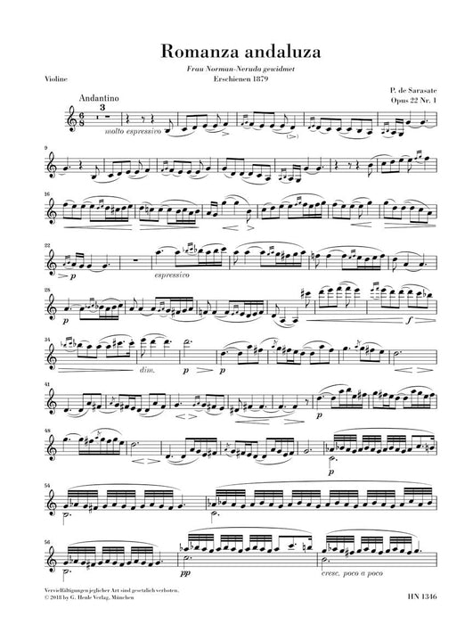 Romanza Andaluza (Spanish Dance No. 3) Op. 22 No. 1 Violin and Piano 舞曲 小提琴(含鋼琴伴奏) 亨乐版 | 小雅音樂 Hsiaoya Music