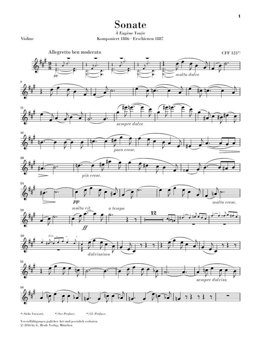 Violin Sonata in A Major Violin and Piano 法朗克‧賽札爾 奏鳴曲 小提琴(含鋼琴伴奏) 亨乐版 | 小雅音樂 Hsiaoya Music