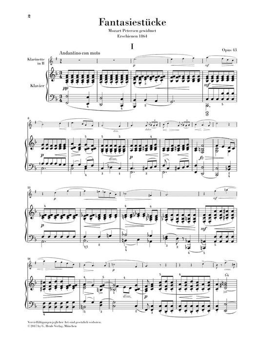 Fantasy Pieces Op. 43 Clarinet and Piano 加德 幻想小品 豎笛(含鋼琴伴奏) 亨乐版 | 小雅音樂 Hsiaoya Music